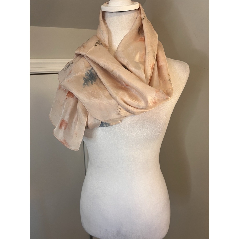 Eileen Fisher Powder Natural Dye Silk Garden Scarf OS/TU MSRP $148 - Picture 2 of 7